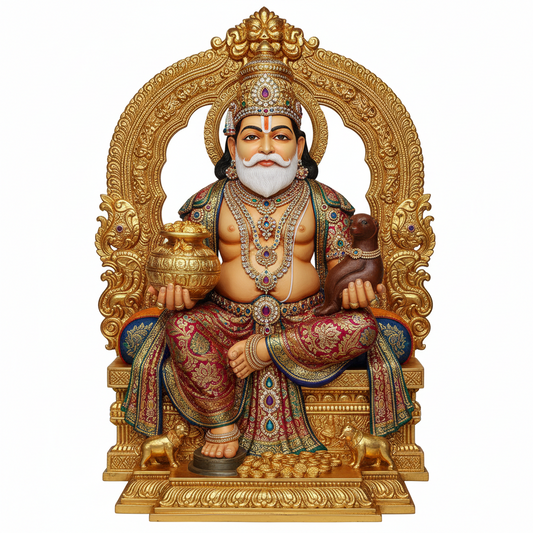 Kubera Brass Idol (Siddha Idol by ancient vedic yadnyas to use at shops, hotels, business place.)